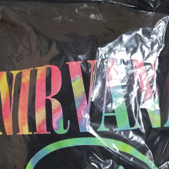 Women's Nirvana Neon Smile Short Sleeve Boyfriend Graphic T-Shirt SZ 3XL - Picture 3 of 3